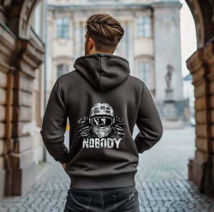 Nachhaltiger Trust Nobody Hoodie grau hinten